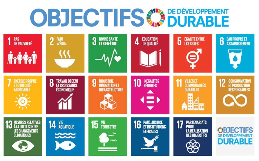 Les 17 objectifd de développement durable de l'ONU.